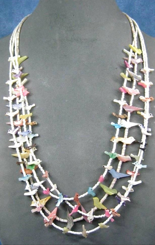 Unique Sterling Silver Multiple Strand Fetish Bird 29" Necklace *Great