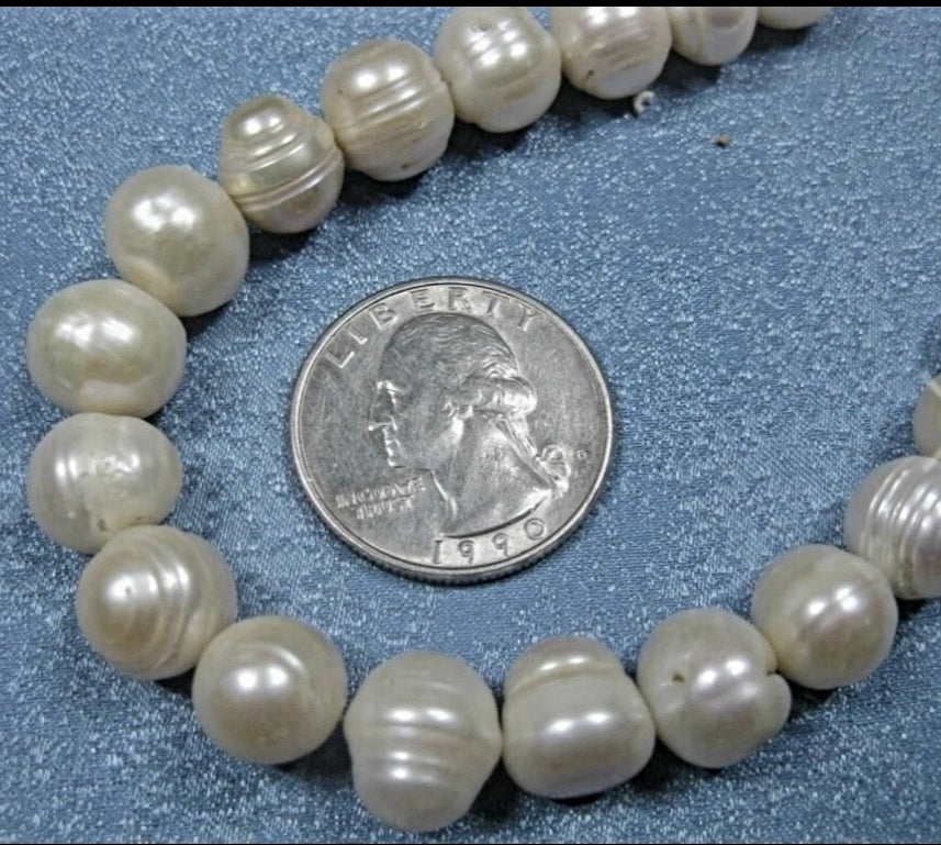 Sterling Silver & Pearl White Beaded Necklace H. allmarked *Great