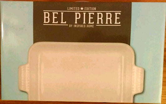 BEL PIERRE Limited Edition Stoneware White 14.5" Rectangular Cook/Bake NIB