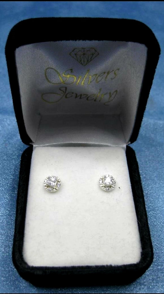 Cute Pair of New Sterling Silver & CZ Earrings NIB