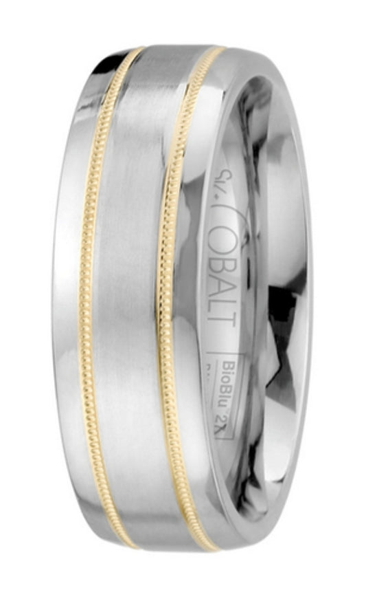 Men's Cobalt Parallel Unity 14k Wedding Ring by Scott Kay