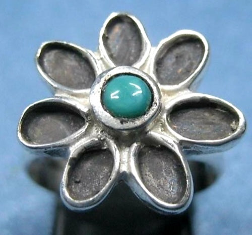 Turquoise Authentic Sterling Silver Flower Ring *Size 7