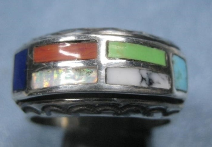 Sterling Silver Multi-Colored Stones Ring *Size 10.5