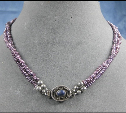 Vintage Sterling Silver & Pearls Necklace *Hallmarked