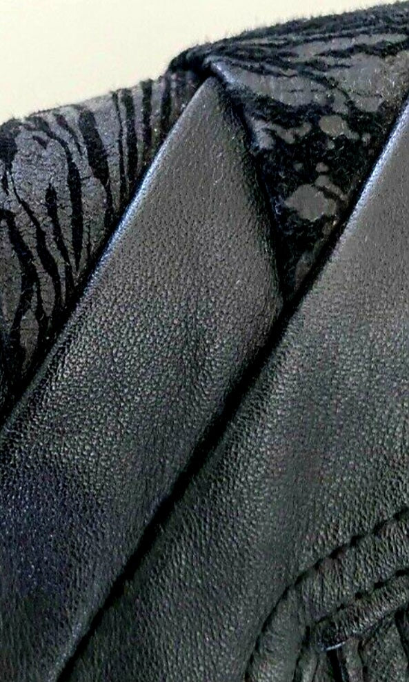 Vintage 80's Chia Black Leather Brushed Suede Crop Jacket (Medium)