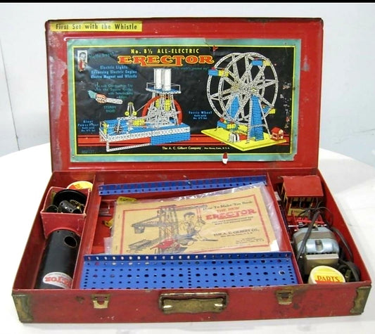 Rare! 1938 Gilbert Erector Set No 8 1/2 A C All Electric Working Motor Ferris Wheel (Complete)