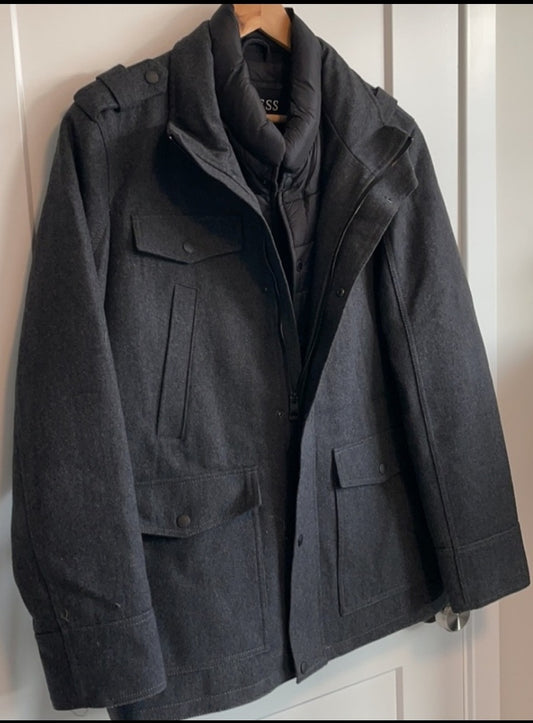 Brand New *GUESS Grey Peacoat w/ Down Insert, Men's XXL