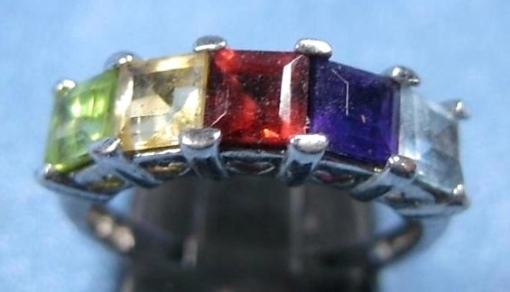 Cute Sterling Silver Multi-Stone Ring *Size 5.75
