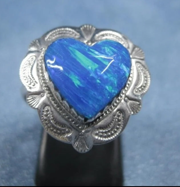 Sterling Silver Blue Kyanite Heart Shaped Ring *Size 8.5