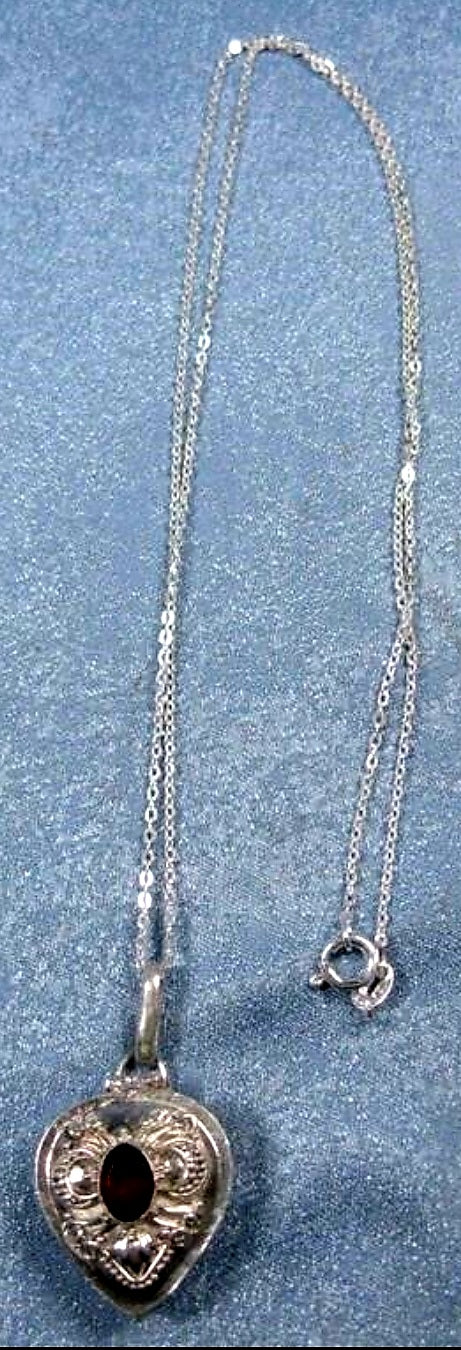 Sterling Silver & Garnet Locket Necklace