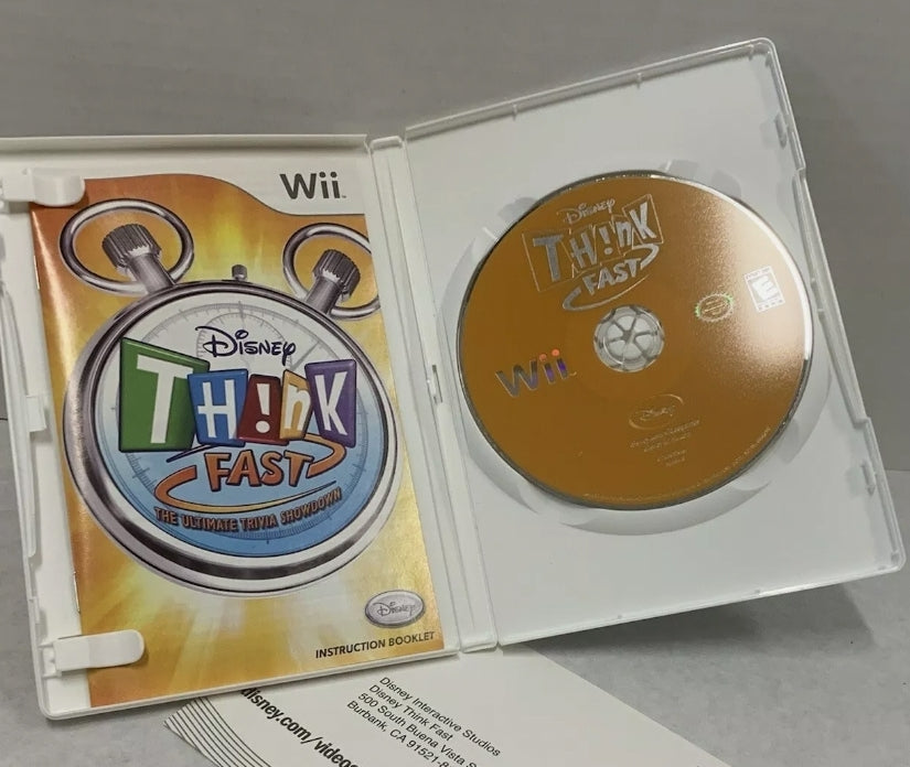 Disney Think Fast Nintendo Wii Very Good Complete Disc Case Manual