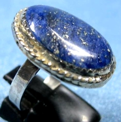 Stunning Sterling Silver & Blue Lapis w/ Gold Fleck Ring *Size 9.5