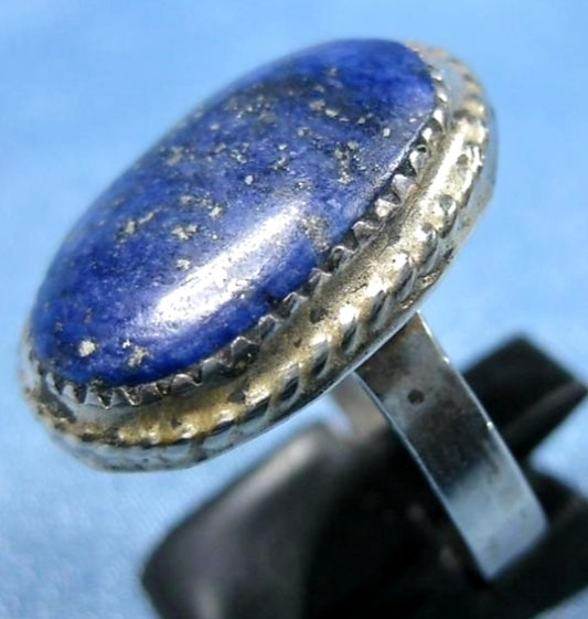 Stunning Sterling Silver & Blue Lapis w/ Gold Fleck Ring *Size 9.5