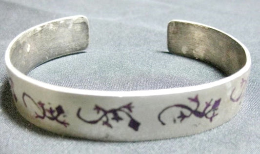 Vintage Sterling Silver Gecko Cuff Bracelet by Artist Ray Tafoya