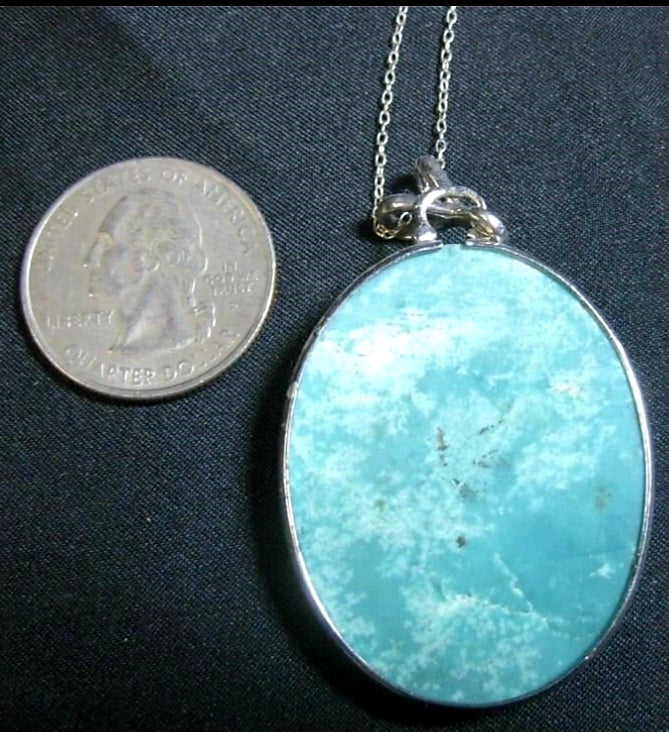 Great Sterling Silver & Turquoise 16" Necklace