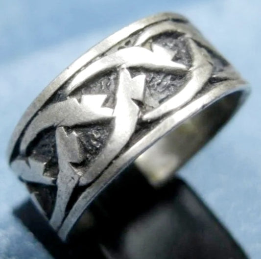 Sterling Silver .925 Tribal Ring Hallmarked * Size 10