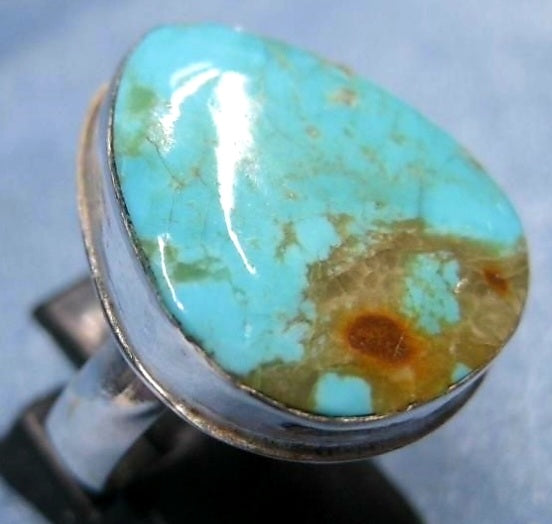 Large Sterling Silver Turquoise SW Designed Ring Hallmarked *Size 8.5