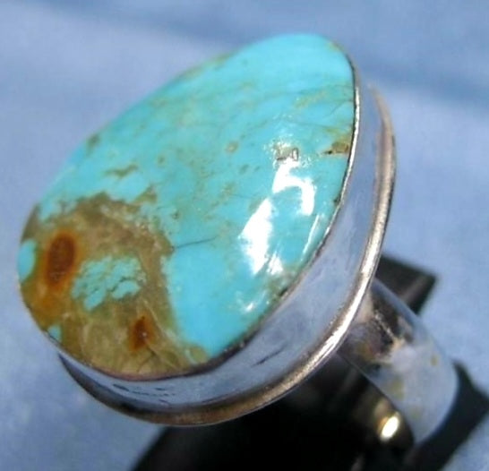 Large Sterling Silver Turquoise SW Designed Ring Hallmarked *Size 8.5