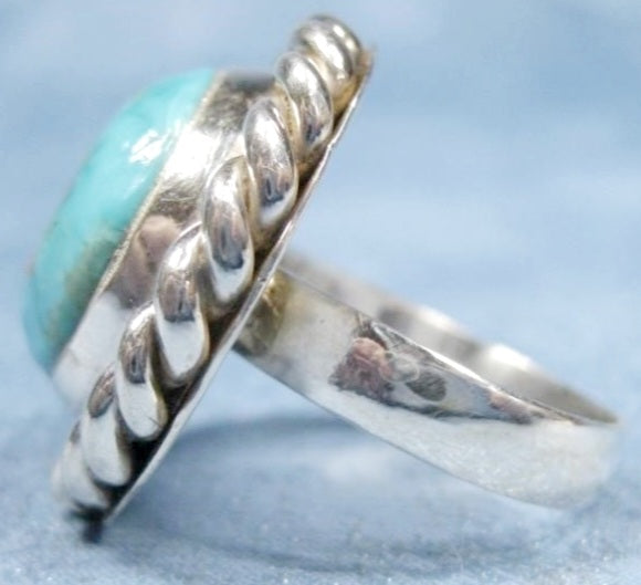 Large Sterling Silver & Turquoise Native Hallmarked Ring *Size 9.5