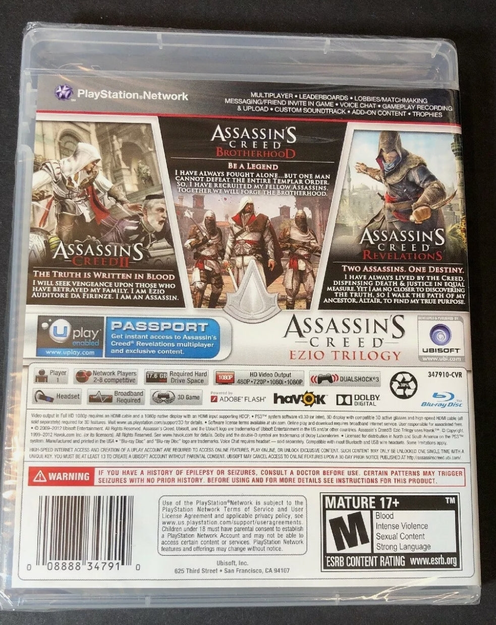 Assassin's Creed: Ezio Trilogy PlayStation 3 / PS3 (Tested)