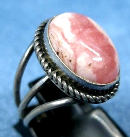 Beautiful Sterling Silver Rhodochrosite Native Ring *Size 5.5