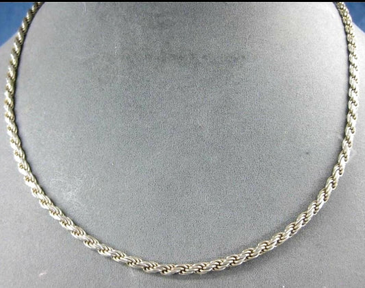 Sterling Silver Rope Chain 17" Necklace Hallmarked .925