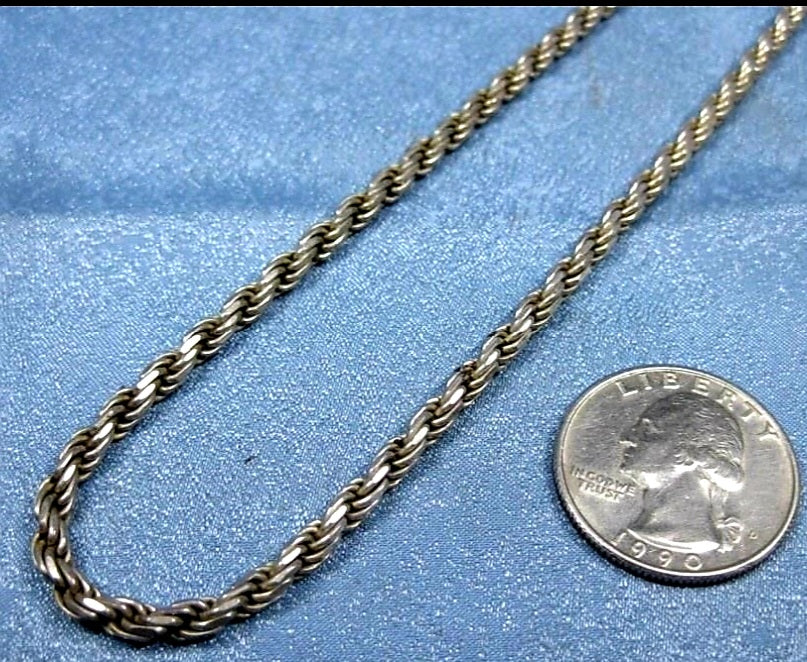 Sterling Silver Rope Chain 17" Necklace Hallmarked .925