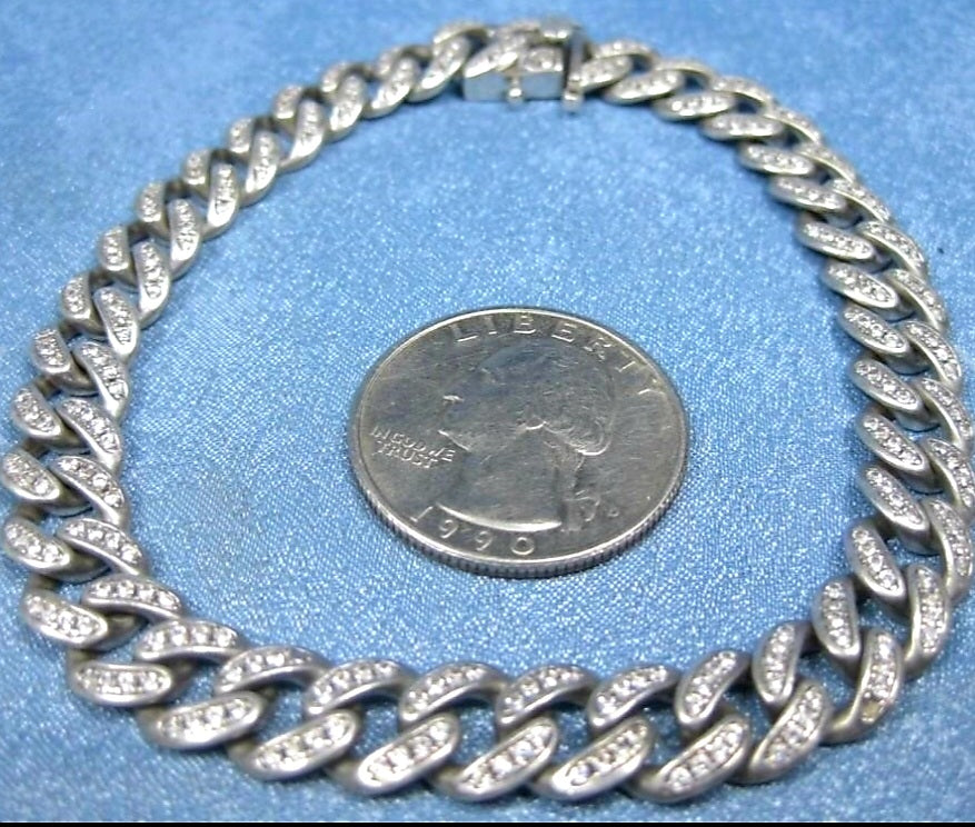 Sterling Silver Stone Chip 7" Bracelet Hallmarked .925