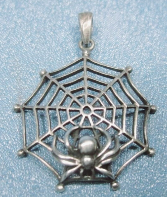 Sterling Silver 1" Spider Spinning her Web