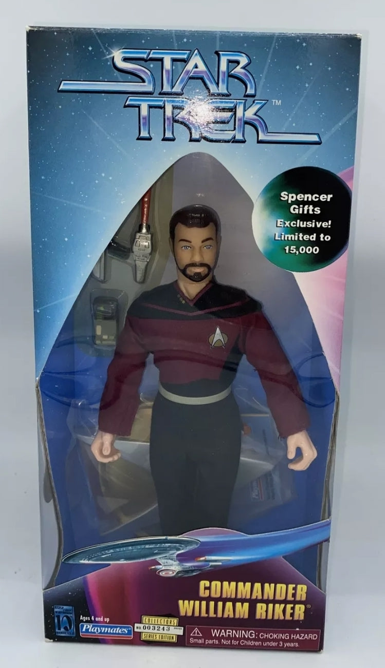 NIB *Star Trek 9" Commander 'WILLIAM RIKER' Action Figure Playmates 1997 Spencer Gifts