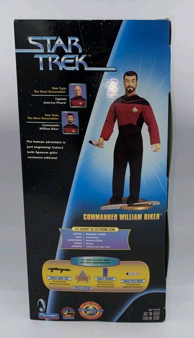 NIB *Star Trek 9" Commander 'WILLIAM RIKER' Action Figure Playmates 1997 Spencer Gifts