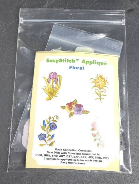 Dalco EasyStitch Applique 'FLORAL' with 5 Designs, Sew Disk (2000)