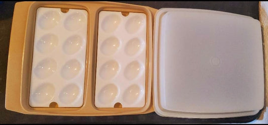 Vintage 4-pc Tupperware Deviled Egg Storage, Harvest Gold *Multi Purpose
