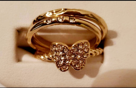 Avon Ring Set Butterfly Women’s (Size 8) Jewelry Gold