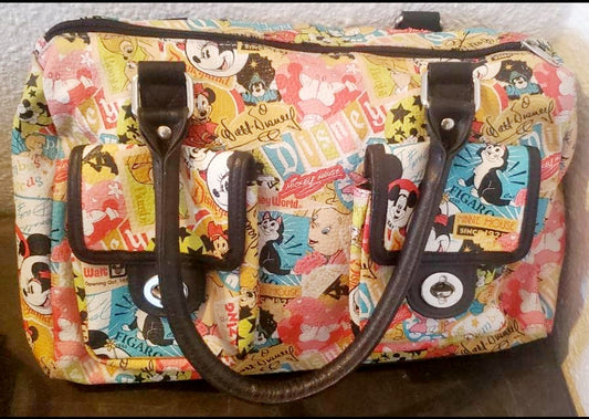 Walt Disney Authentic Original Dome Satchel Purse Handbag Disneyland Collage