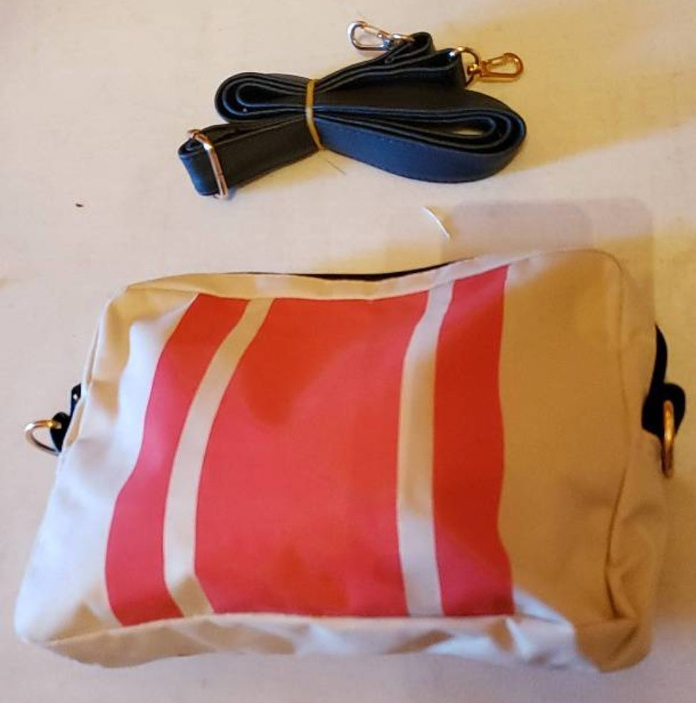 New *3-Piece Canvas "White/Orange" Striped Travel Bag Lot
