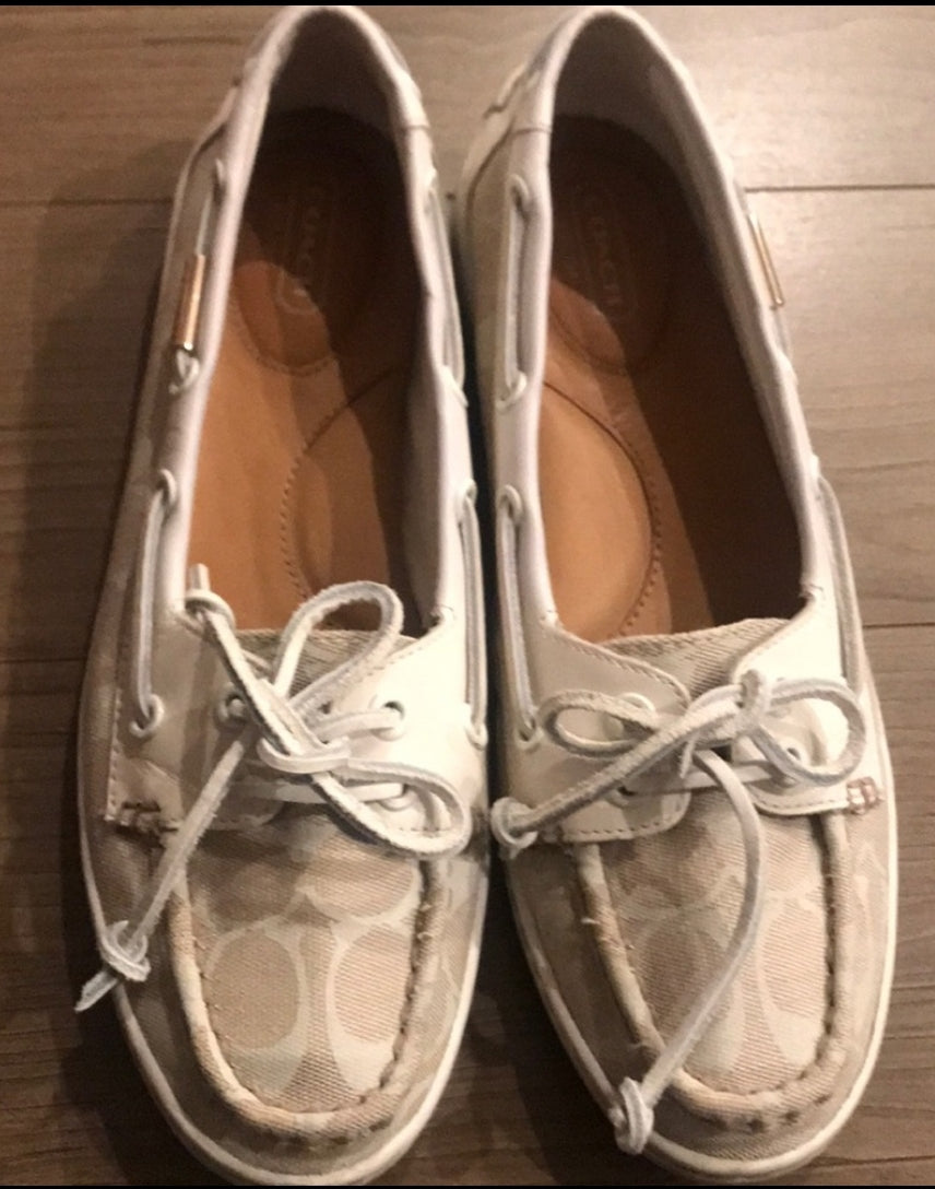 COACH *Women's Richelle Ivory/Cream Boat Shoes (Size 7.5)