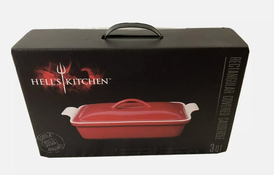 Hell’s Kitchen Rectangular Covered Casserole 15” 3 qt Enameled Stoneware