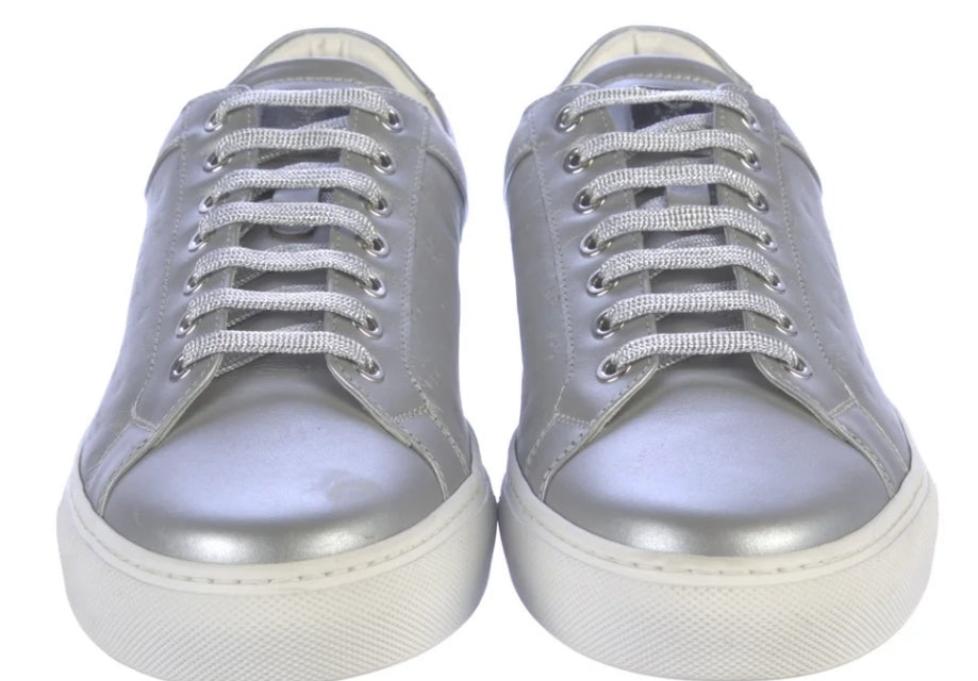 MCM *Leather Silver Glitter Accents Sneakers (Size 8/41)