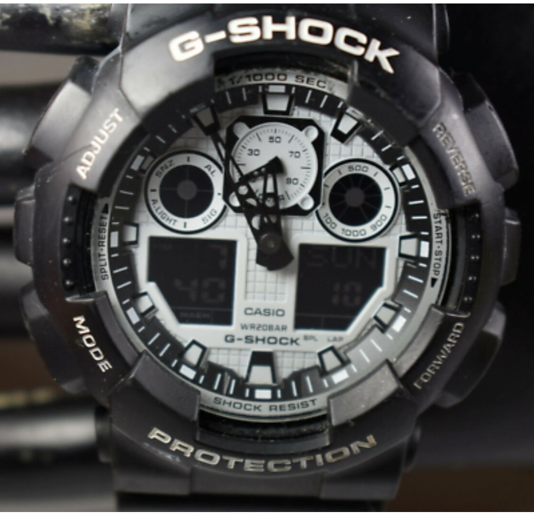 Casio G-Shock Men's Black Resin Strap Chronograph Watch GA-100BW-1A