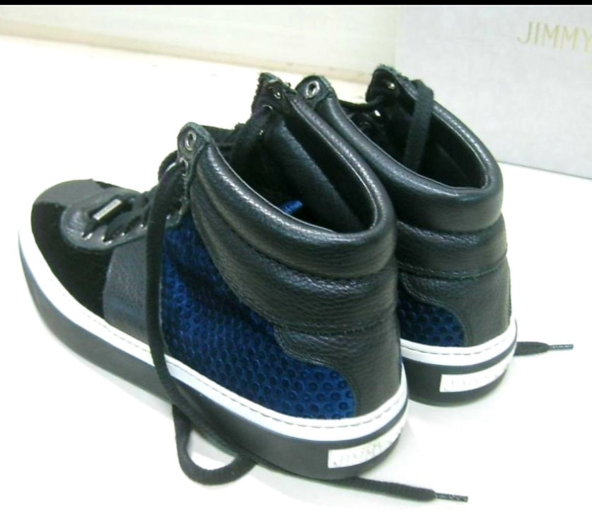 JIMMY CHOO *Black & Blue Hightop Sneakers in Box (Sz 8/41)
