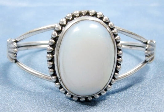 Sterling Silver .925 & White Stone Cuff/Bracelet