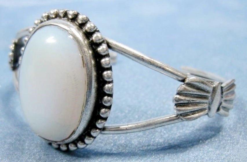 Sterling Silver .925 & White Stone Cuff/Bracelet