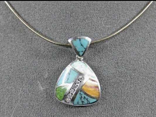 Sterling Silver .925 & Multi Stone 20" Necklace Hallmarked