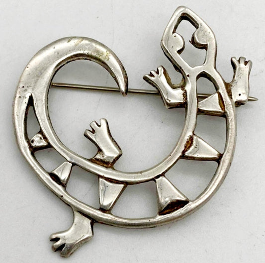 Beautiful Sterling Silver Lizard Brooch