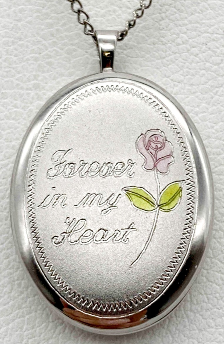 Sterling Silver Locket "Forever in my Heart" Engraved 18" Necklace