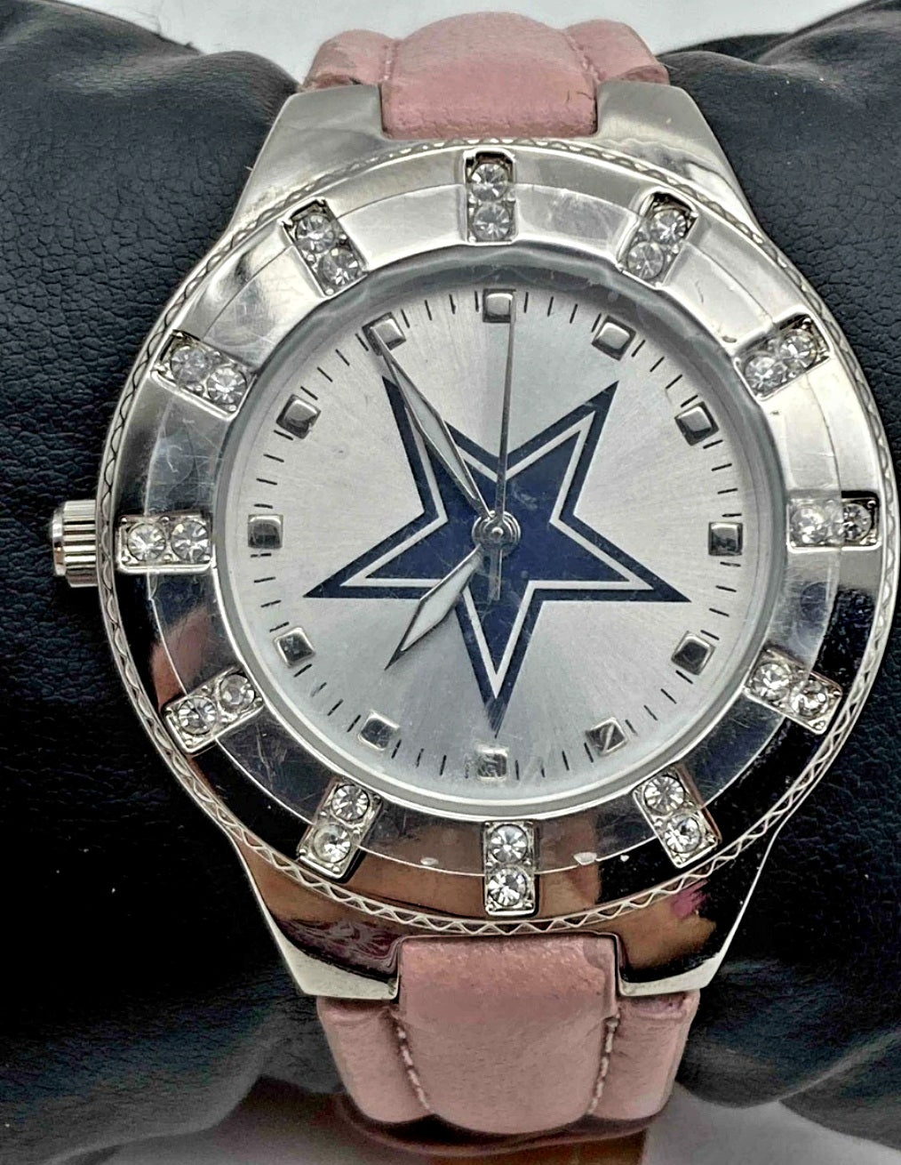 Dallas Cowboys Womens Watch (08' Release) Pink Leather Glitz Wristwatch