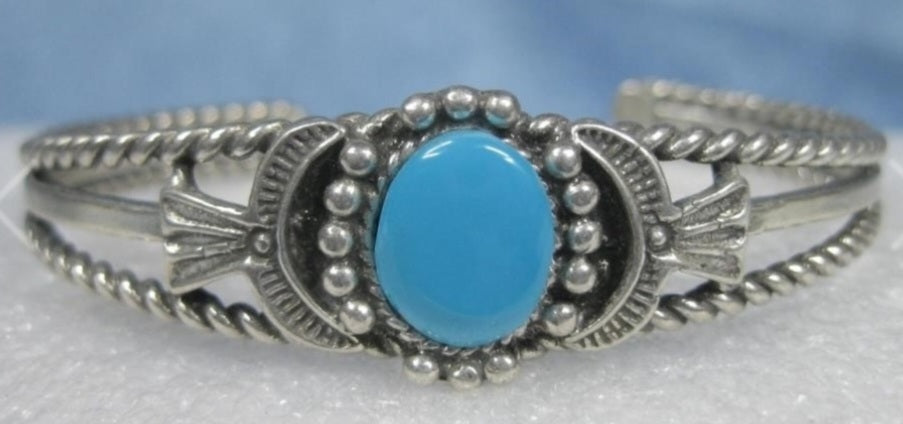 Ocean Blue Turquoise & Sterling Silver Southwest Inspired Bracelet