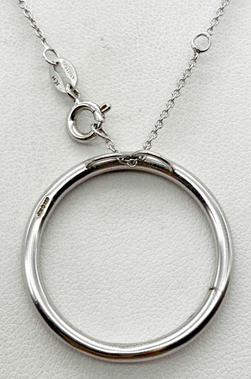 Vintage Floating Circle Sterling Silver 18" Necklace