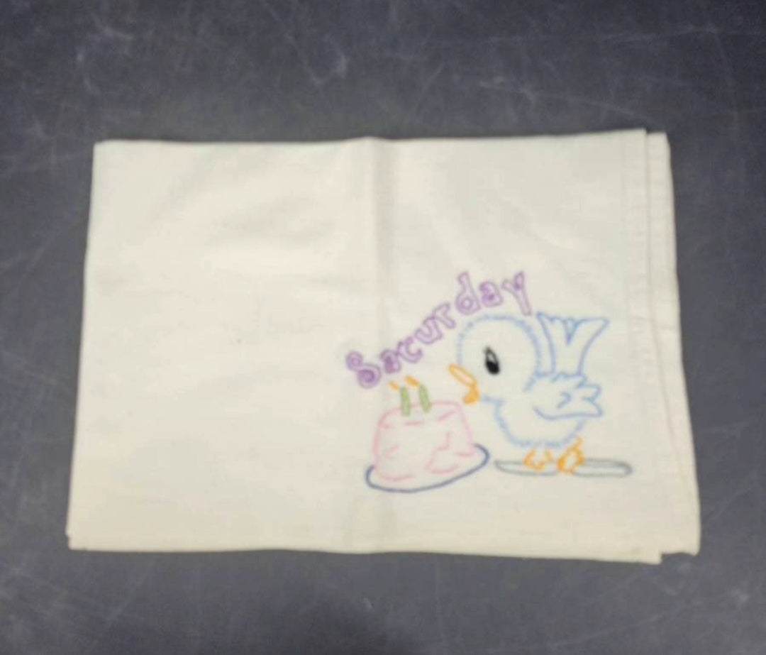 Blue Bird's Vintage Designs *7 Days of the Week. Embroidered Kitchen Towel Set